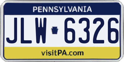 PA license plate JLW6326