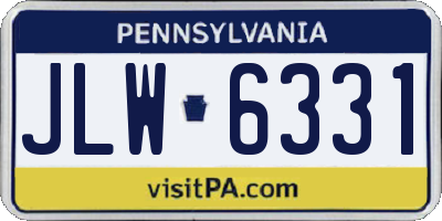 PA license plate JLW6331