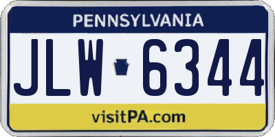 PA license plate JLW6344