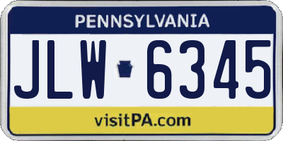 PA license plate JLW6345
