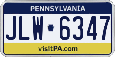 PA license plate JLW6347