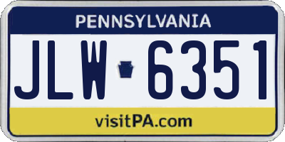 PA license plate JLW6351