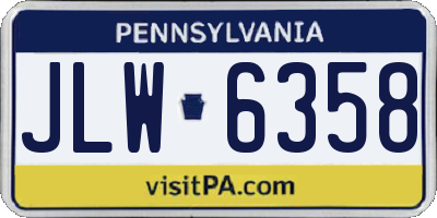 PA license plate JLW6358