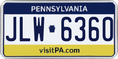 PA license plate JLW6360