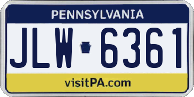 PA license plate JLW6361