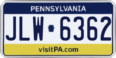 PA license plate JLW6362