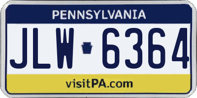 PA license plate JLW6364