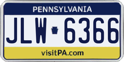 PA license plate JLW6366