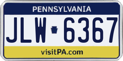 PA license plate JLW6367