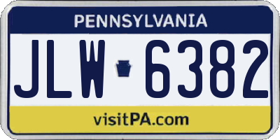 PA license plate JLW6382