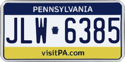 PA license plate JLW6385