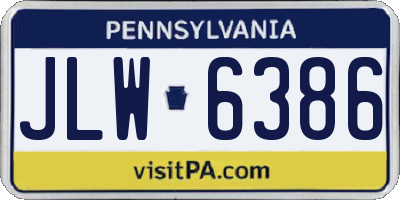 PA license plate JLW6386