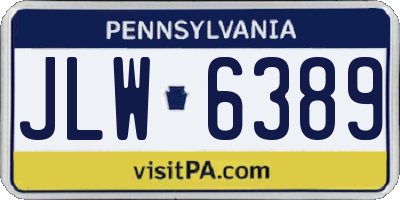 PA license plate JLW6389