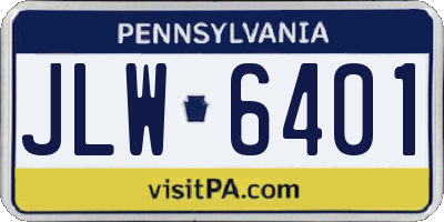 PA license plate JLW6401