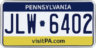 PA license plate JLW6402
