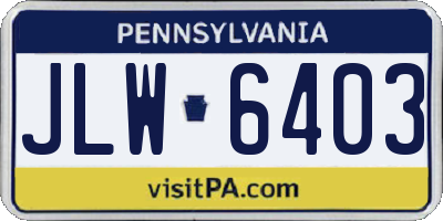 PA license plate JLW6403