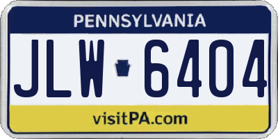 PA license plate JLW6404