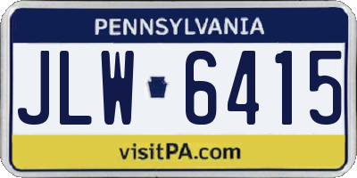 PA license plate JLW6415