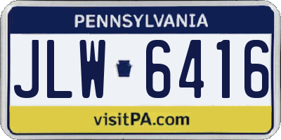 PA license plate JLW6416