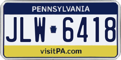 PA license plate JLW6418