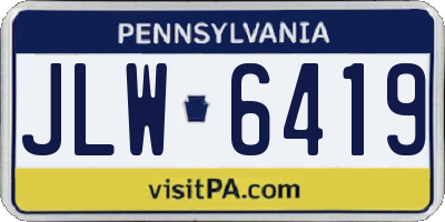 PA license plate JLW6419