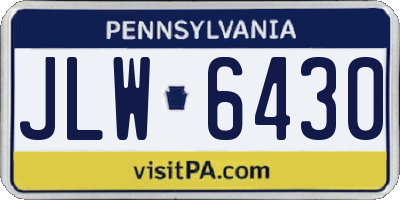 PA license plate JLW6430