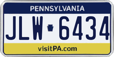 PA license plate JLW6434