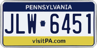 PA license plate JLW6451