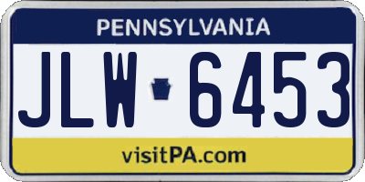PA license plate JLW6453