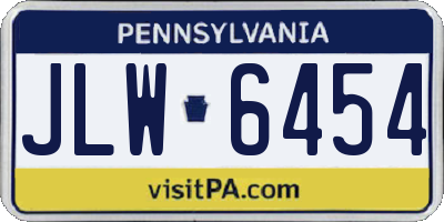 PA license plate JLW6454