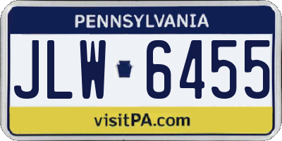 PA license plate JLW6455
