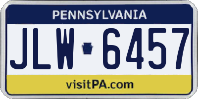 PA license plate JLW6457