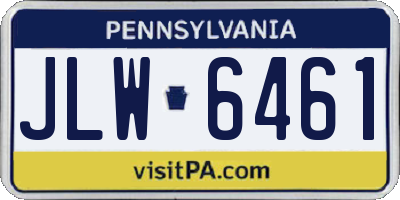 PA license plate JLW6461
