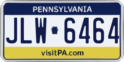 PA license plate JLW6464