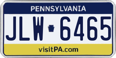 PA license plate JLW6465