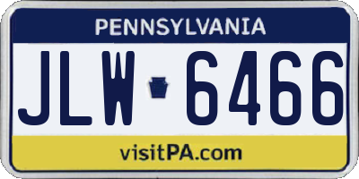 PA license plate JLW6466
