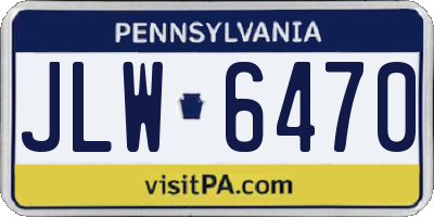 PA license plate JLW6470