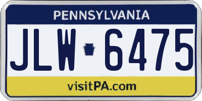 PA license plate JLW6475