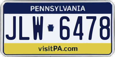 PA license plate JLW6478