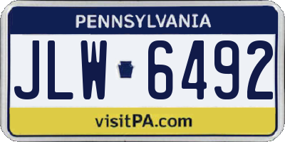 PA license plate JLW6492