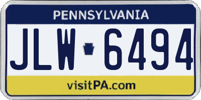 PA license plate JLW6494
