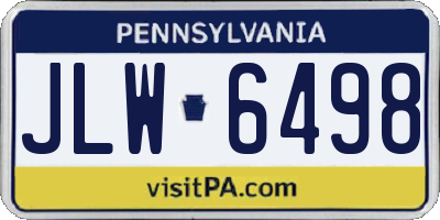 PA license plate JLW6498
