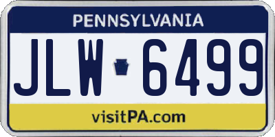 PA license plate JLW6499