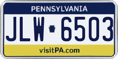 PA license plate JLW6503