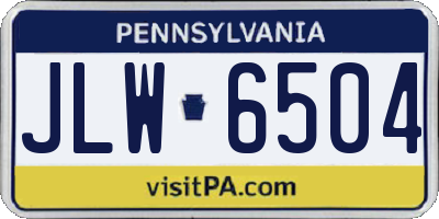 PA license plate JLW6504