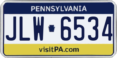 PA license plate JLW6534