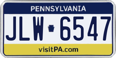 PA license plate JLW6547