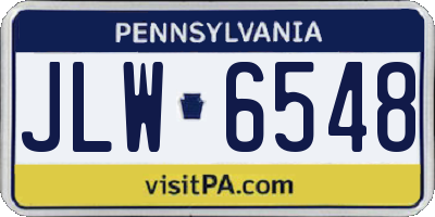 PA license plate JLW6548