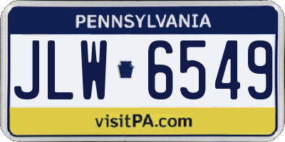 PA license plate JLW6549