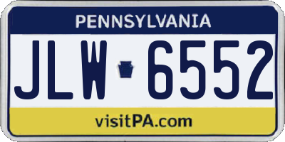 PA license plate JLW6552